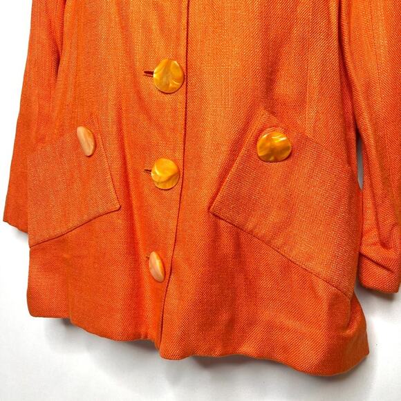 Denise Hajjar Boston Bright Orange V-Neck Blazer - Picture 5 of 14